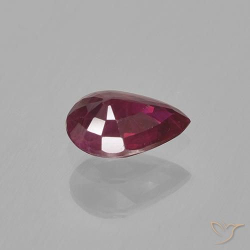 Rubi Vermelho escuro Natural 0.48ct, Formato de pêra, VS-SI