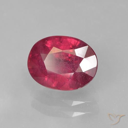 Rubi Vermelho rosado Natural 1.73ct, oval, VS-SI