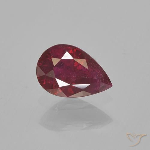Rubi vermelho natural 0,52ct, formato de pêra, VS-SI