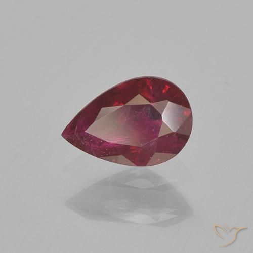 Rubi vermelho natural 0,52ct, formato de pêra, VS-SI