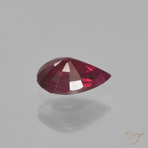 Rubi vermelho natural 0,52ct, formato de pêra, VS-SI