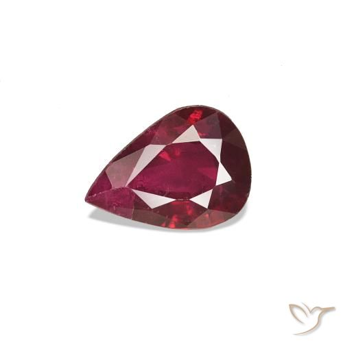 0.30ct Vermelho escuro Rubi, Formato de pêra, VS-SI