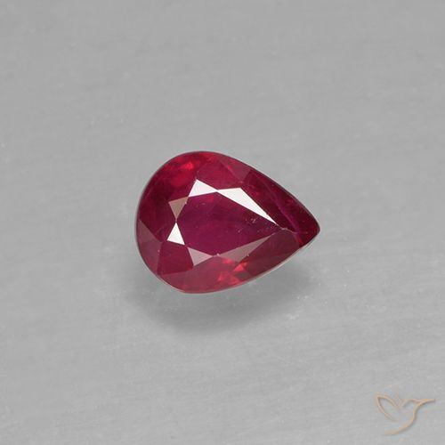 0.38ct Natural Vermelho escuro Rubi, Formato de pêra, VS-SI