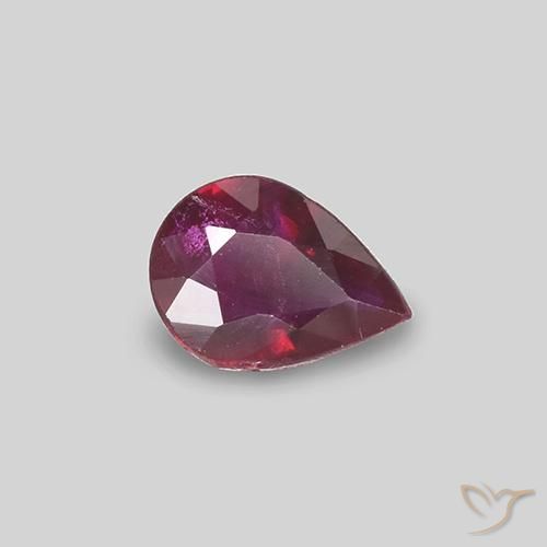 Rubi Vinho vermelho Natural 0.31ct, Formato de pêra, VS-SI