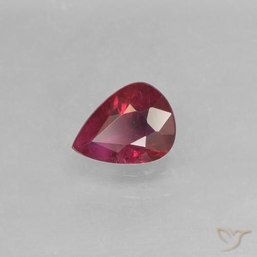 Rubi rosa avermelhado Natural 0.31ct, Formato de pêra, VS-SI