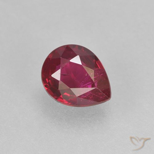 0.40ct Natural Jam Red Rubi, Formato de pêra, VS-SI