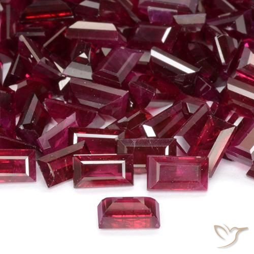 Rubi vermelho natural 0,26ct, baguete, VS-SI