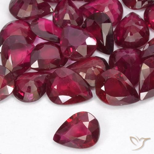 Rubi vermelho médio Natural 0.34ct, Formato de pêra, VS-SI
