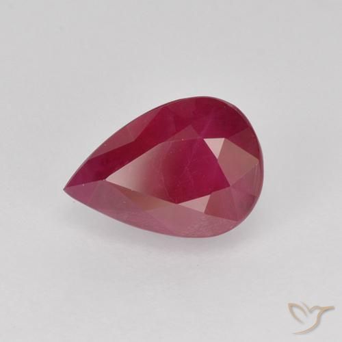 Rubi vermelho médio Natural 1.17ct, Formato de pêra, VS-SI