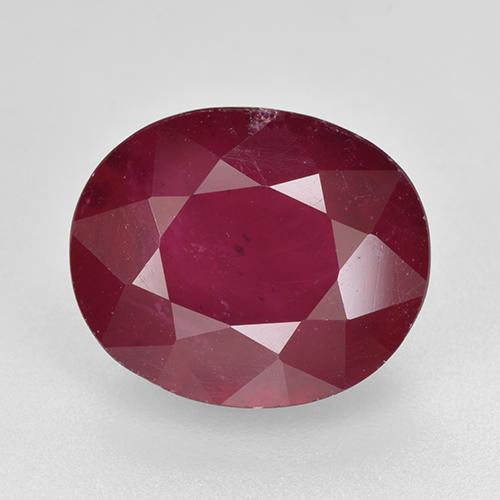 Rubi Vermelho escuro Natural 6,50ct, Corte Oval, VS-SI