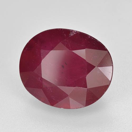 Rubi Vermelho escuro Natural 6,50ct, Corte Oval, VS-SI