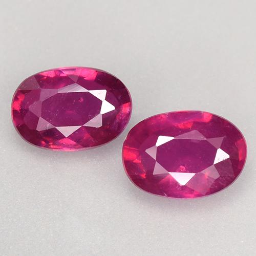 Pedras preciosas de Rubi Vermelho roxo natural de 1.29 ct, Corte Oval, VS-SI