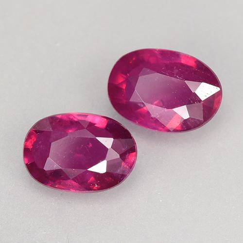 Pedras preciosas de Rubi Vermelho roxo natural de 1.29 ct, Corte Oval, VS-SI