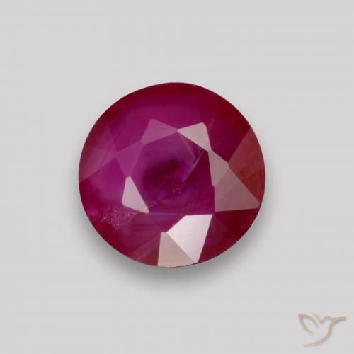 0.89ct Natural Vermelho escuro Rubi, Redondo, VS-SI