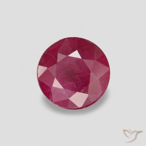 Rubi Vermelho rosado Natural 0.90ct, Redondo, VS-SI