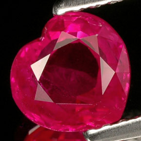 Rubi rosa natural 1,10ct, formato de coração, VVS-VS