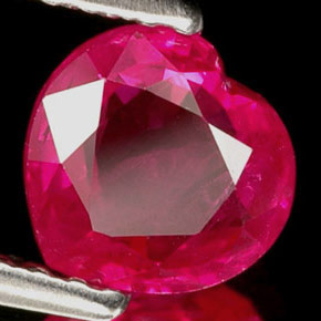 Rubi rosa natural 1,10ct, formato de coração, VVS-VS
