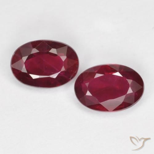 Pedras preciosas de Rubi Vermelho escuro natural de 1.11 ct, oval, VS-SI