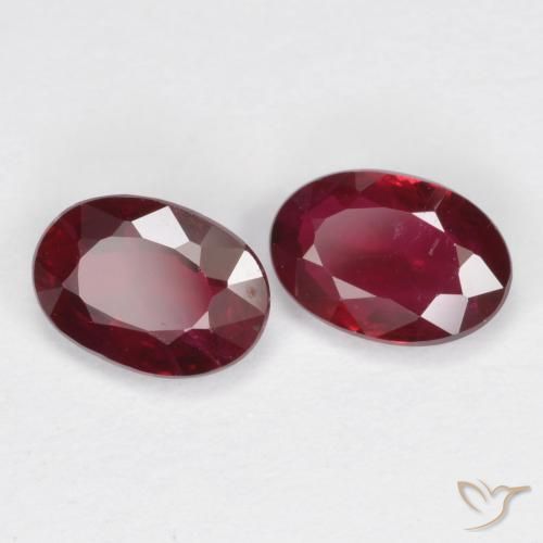 Pedras preciosas de Rubi Vermelho escuro natural de 1.11 ct, oval, VS-SI
