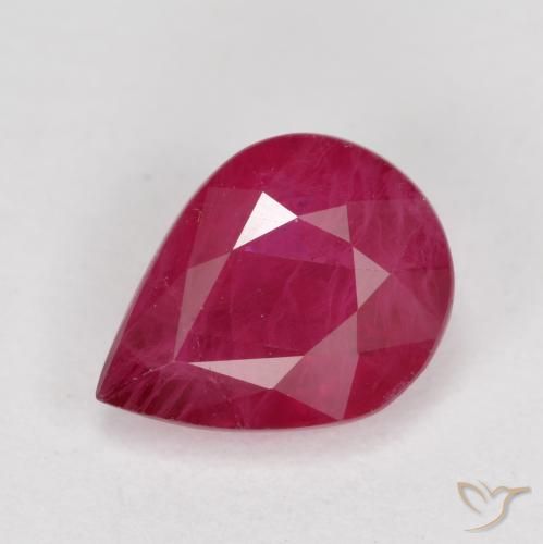 1.04ct Natural vermelho médio Rubi, Formato de pêra, VS-SI
