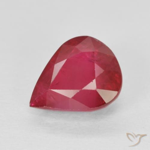 Rubi Rosa Avermelhado Profundo Natural 1.19ct, Formato de pêra, VS-SI