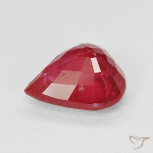 Rubi Rosa Avermelhado Profundo Natural 1.19ct, Formato de pêra, VS-SI
