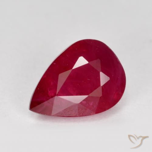1.08ct Natural Jam Red Rubi, Formato de pêra, VS-SI