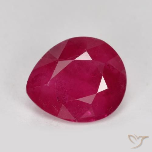 1.39ct Natural vermelho médio Rubi, Formato de pêra, VS-SI