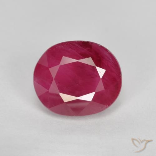 1.22ct Natural vermelho médio Rubi, oval, SI