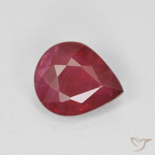 1.37ct Natural Jam Red Rubi, Formato de pêra, SI