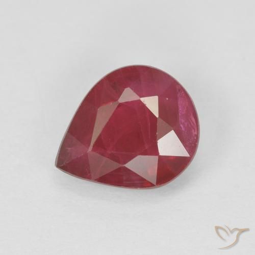 Rubi Jam Red Natural 1.37ct, Formato de pêra, SI