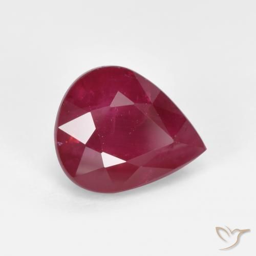 Rubi vermelho médio Natural 1.28ct, Formato de pêra, VS-SI