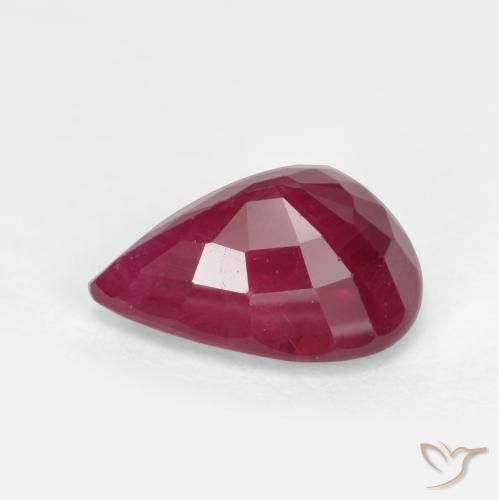 Rubi Vermelho escuro Natural 1.04ct, Formato de pêra, VS-SI
