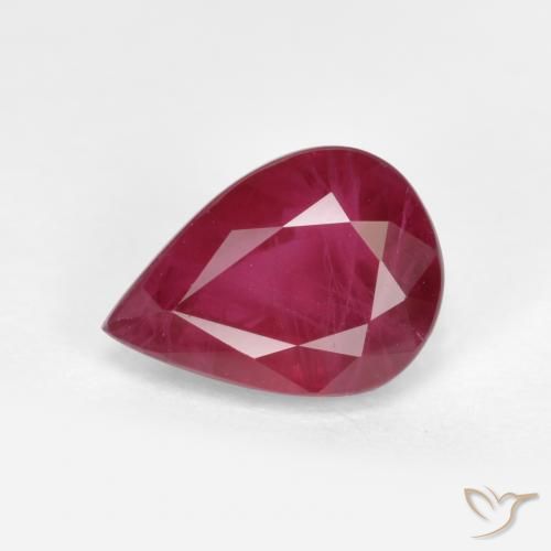 1.07ct Natural vermelho médio Rubi, Formato de pêra, VS-SI