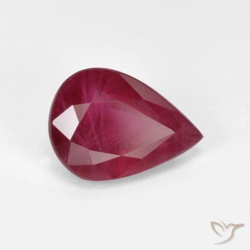 Rubi vermelho médio Natural 1.07ct, Formato de pêra, VS-SI