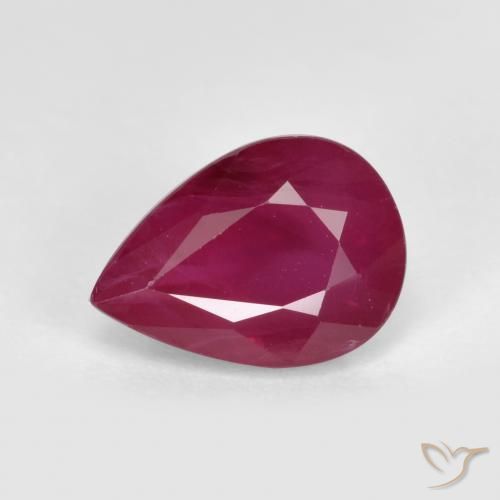 Rubi rosa avermelhado Natural 1.06ct, Formato de pêra, VS-SI