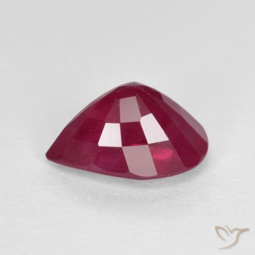 Rubi rosa avermelhado Natural 1.06ct, Formato de pêra, VS-SI