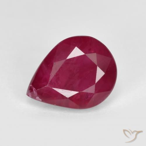 1.12ct Natural vermelho médio Rubi, Formato de pêra, SI
