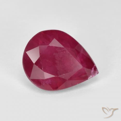 Rubi vermelho médio Natural 1.12ct, Formato de pêra, SI