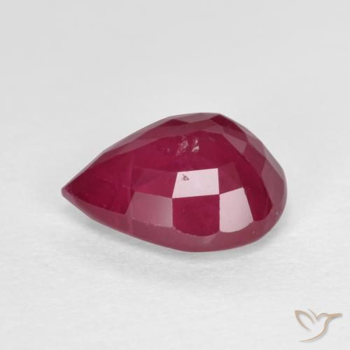 Rubi vermelho médio Natural 1.12ct, Formato de pêra, SI