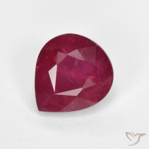 1.24ct Natural vermelho médio Rubi, Formato de pêra, SI