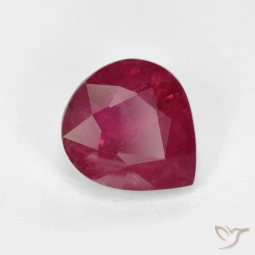 Rubi vermelho médio Natural 1.24ct, Formato de pêra, SI