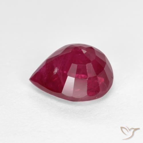 Rubi vermelho médio Natural 1.24ct, Formato de pêra, SI