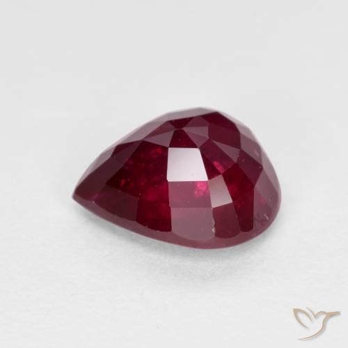 Rubi Vermelho escuro Natural 1.15ct, Formato de pêra, VS-SI
