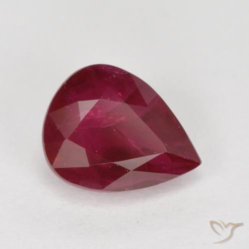 Rubi vermelho natural 1,04ct, formato de pêra, VS-SI