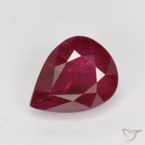 Rubi vermelho natural 1,04ct, formato de pêra, VS-SI