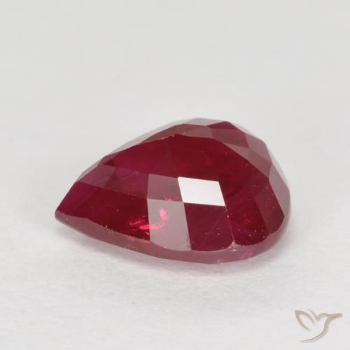 Rubi vermelho natural 1,04ct, formato de pêra, VS-SI