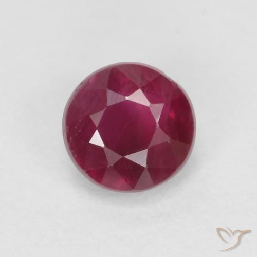 Rubi Vermelho escuro Natural 0.40ct, Corte Redondo, SI