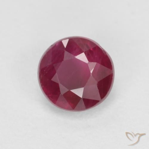 Rubi Vermelho escuro Natural 0.40ct, Corte Redondo, SI