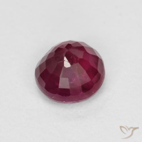 Rubi Vermelho escuro Natural 0.40ct, Corte Redondo, SI
